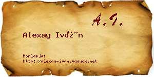 Alexay Iván névjegykártya